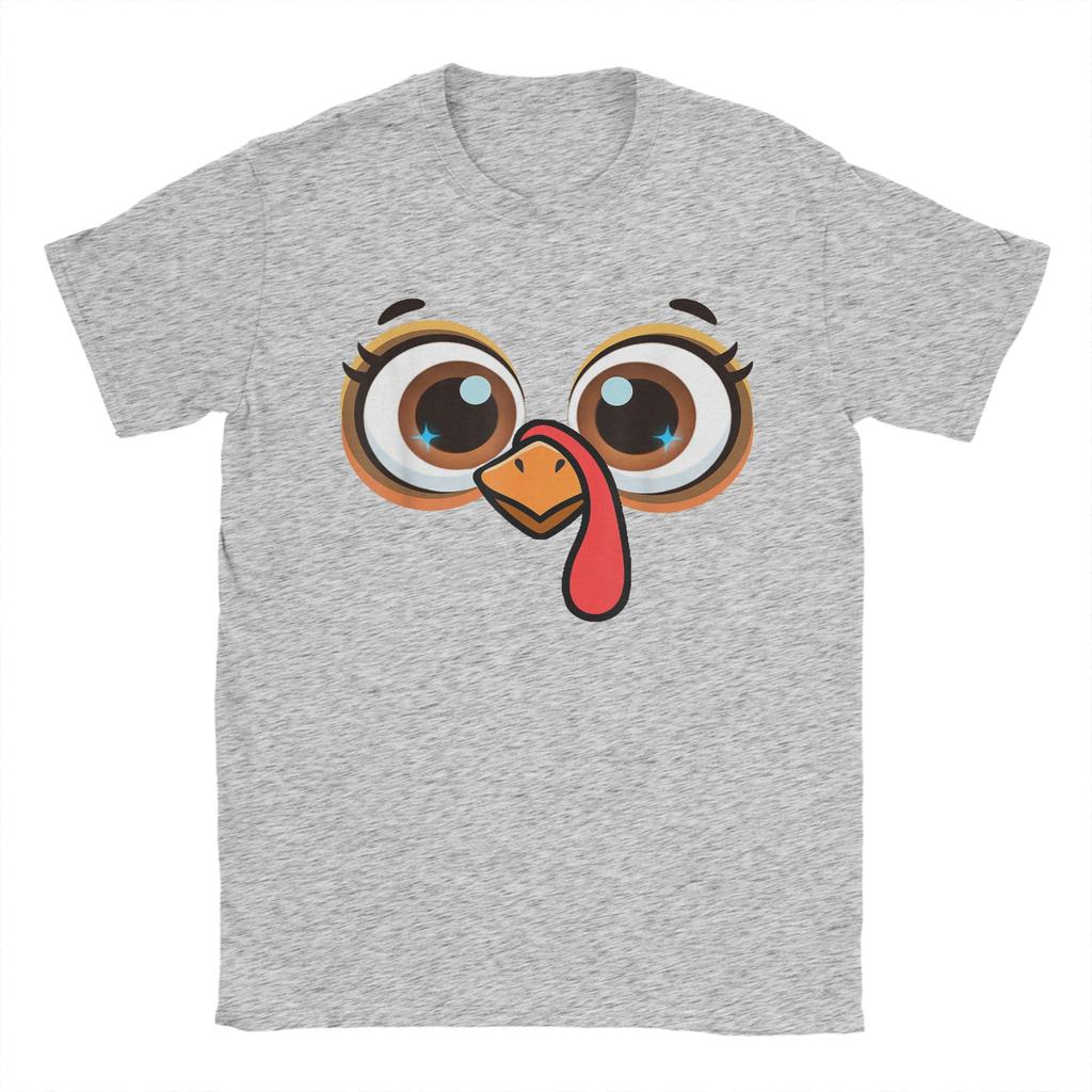Funny Turkey Face Thanksgiving -Cute Family Matching Men's T Shirt  Casual Tee Shirt Short Sleeve Crew Neck T-Shirt Clothing
