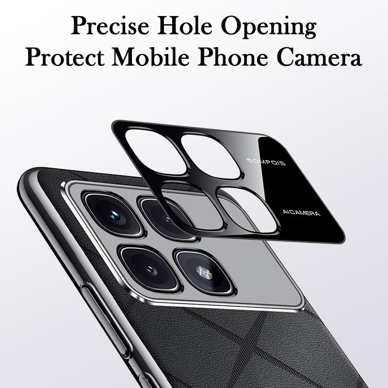 Роскошный кожаный чехол для телефона Xiaomi 14T Plating Camera Lens Ptotection Hard Back Cover Shell 14T