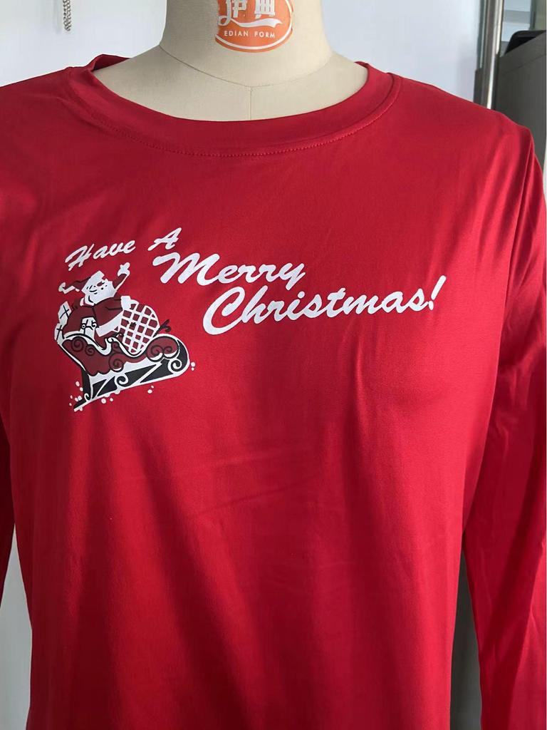 European & American Cotton Parent-Child Christmas Pajamas: Santa Print, Autumn/Winter Home Set