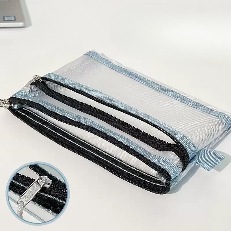 Double-layer Mesh Storage Bag, ID Card Storage Bag, Five-color Zipper Bag for ID Cards and Passports, Portable Small Card Case for Bank Cards