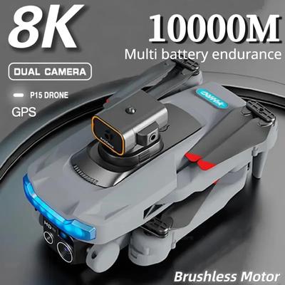 P15 Drone 8K GPS Двойная камера Professional 5G Избегание препятствий Оптическое позиционирование потока Бесщеточный Модернизированный RC Quadcopter Самолет Игрушка