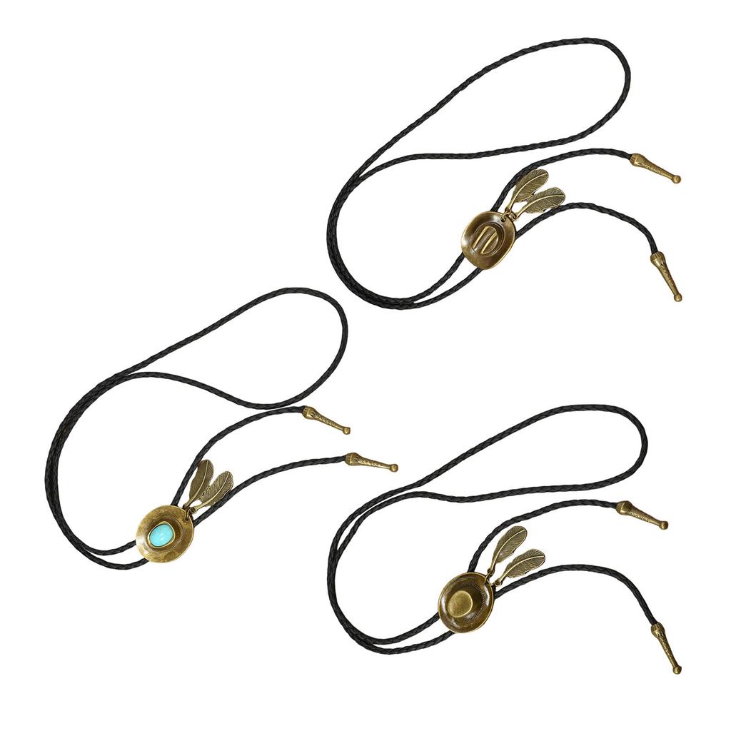Elegant Bolo Tie with Cowboy Hat Pendant Carved Necktie Western Necklace Cool Bolo Tie Western Cowboy Costume