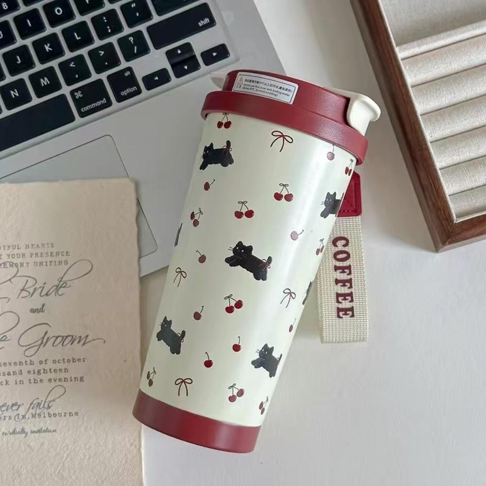 500ml Insulated Cup Leak-Proof Thermos Mug Durable Straw Cup Outdoor