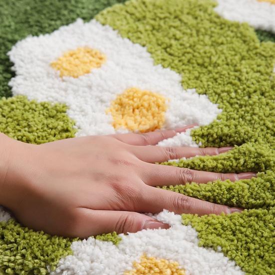 Floor Moss Carpet Cartoon Flower Print Thick Great Water Absorption Non Slip