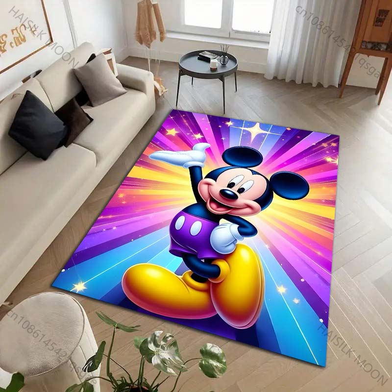 1PC Disney Mickey Mouse Print Cartoon Carpet for Living Room Bedroom Kid's Room Home Decor Area Rug Non-slip Mat Luxury Gift