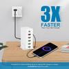 65W 6 Ports USB C Charging Station Multiports Hub Portable PD3.0 & QC3.0 Fast USB C Wall Charger