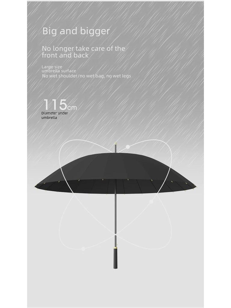24-Bone Long Handle Umbrella: Large, Double-Reinforced Automatic Business Umbrella