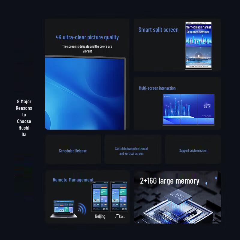 HUSHIDA 75-inch Floor-standing Digital Signage Display (CN version)