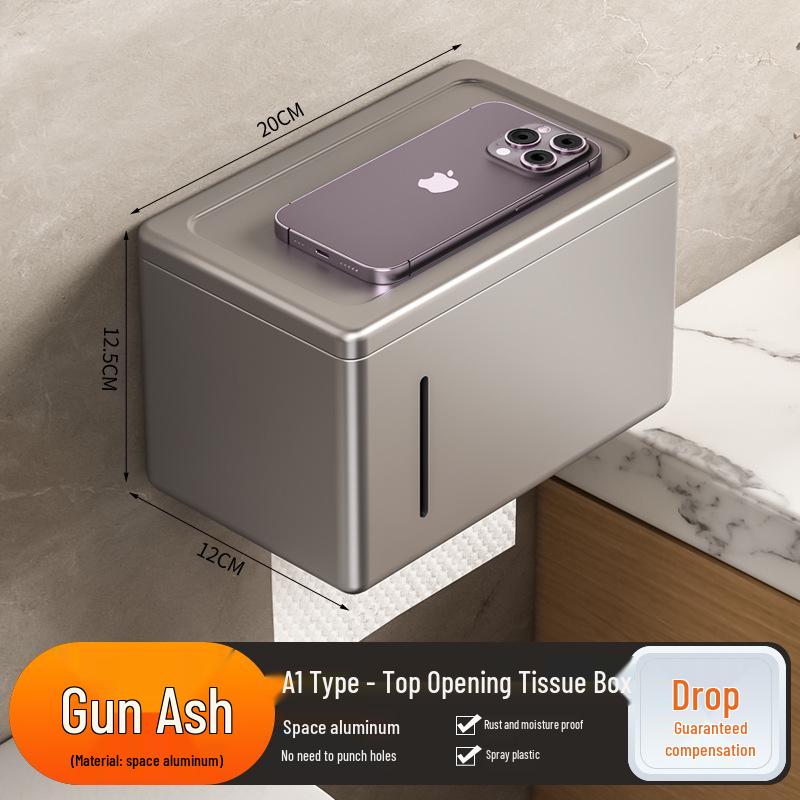 Настенный держатель для салфеток и полотенец без сверления, цвет оружейный серый