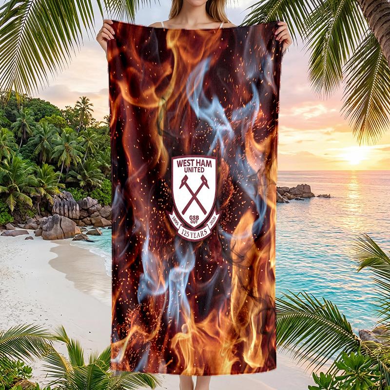 West Ham United Football Beach Towel Soft Microfiber Summer Towel Quick Dry Absorbent Towel for Beach Swimming Pool Travel