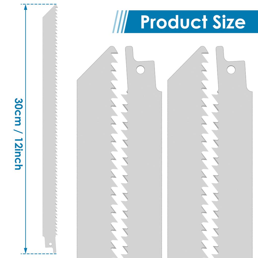 6 Pcs Reciprocating Saw Blades Set 12inch 6TPI Stainless Steel Frozen Food Cutting Saw Blades Universal Frozen Beef Bone Cutting
