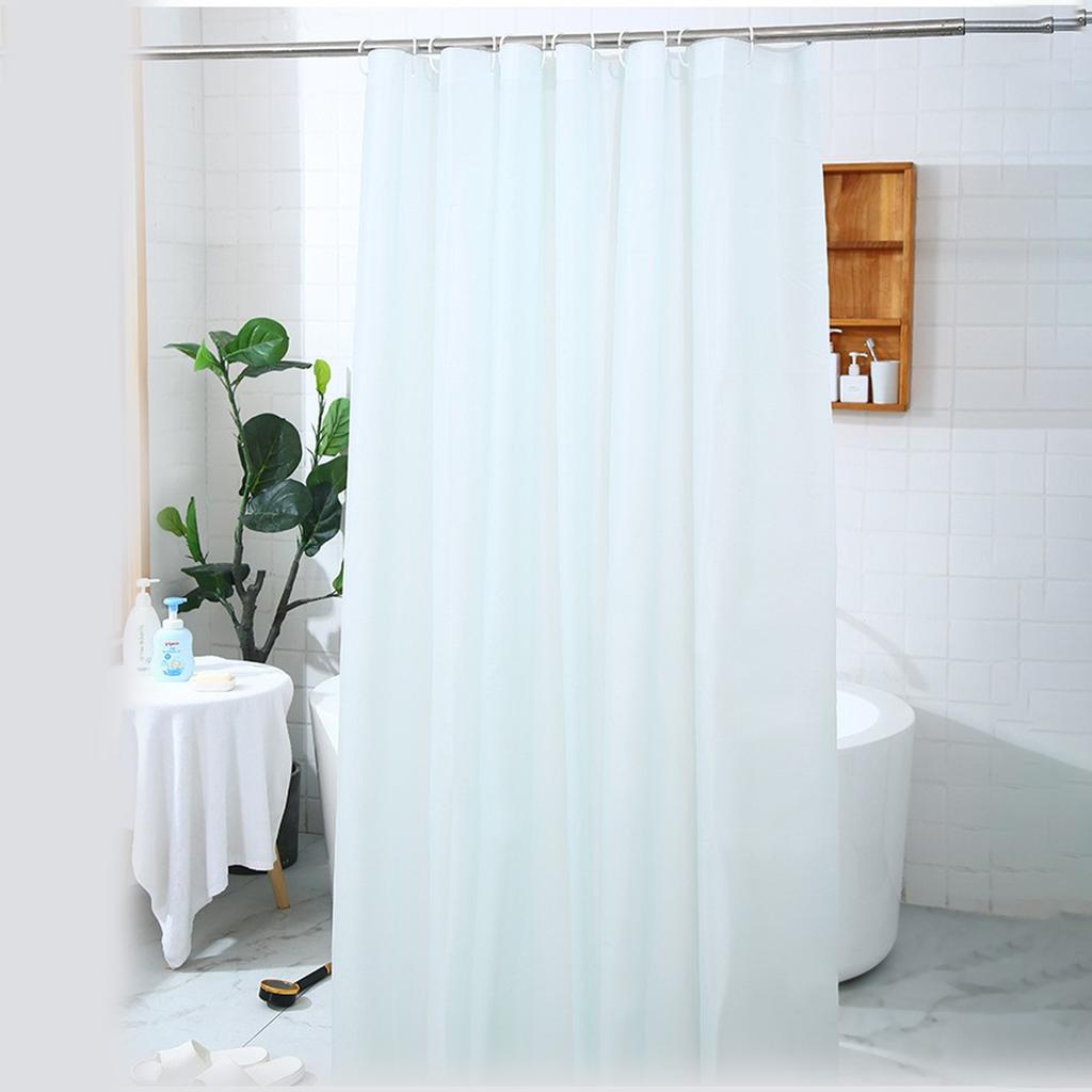 PEVA Waterproof Shower Curtain Mildew Bathroom Solid Curtain Wave Window Tulle Home Luxury with Hooks  Heavy S Fold Wavy Shower