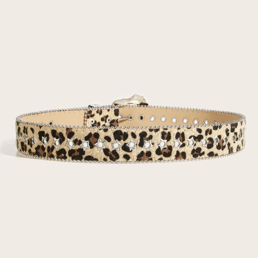Pu Leather Gothic Leopard Belt Hip Hop Waistband Vintage Pin Buckle Belt  Jeans Accessories