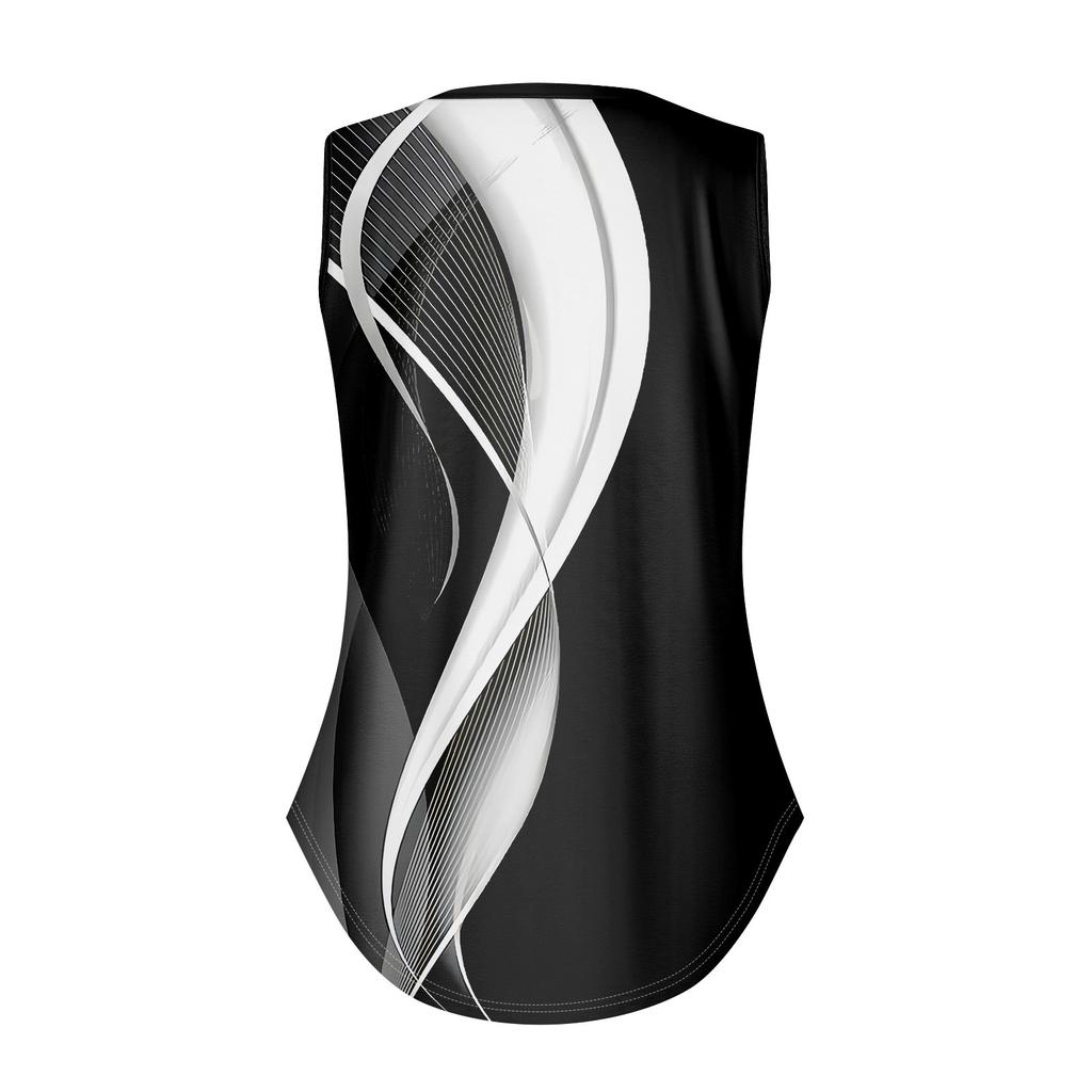 Женская майка с V-образным вырезом и принтом, повседневная майка, свободный крой, топы без рукавов, струящиеся