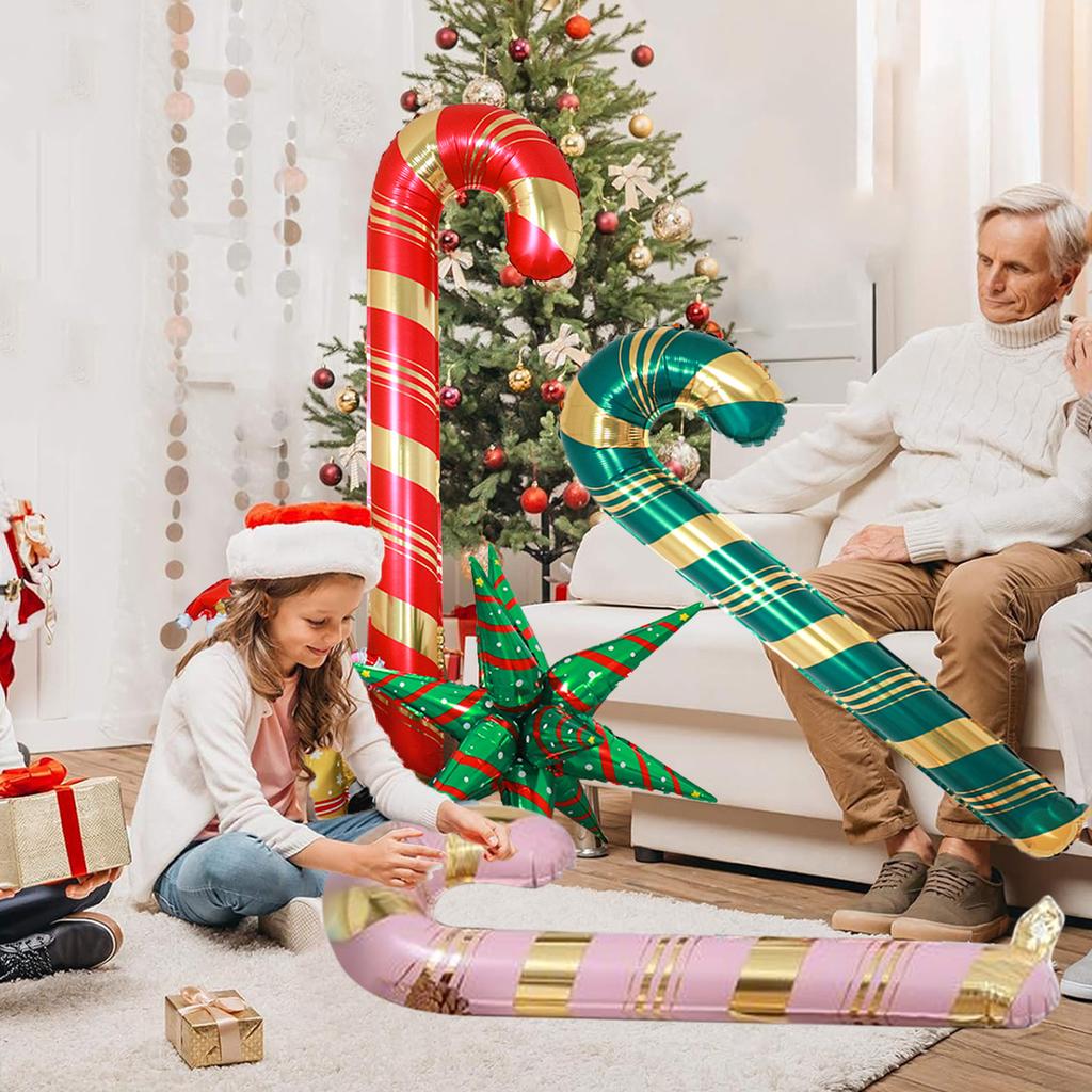 1/3 шт. красных, зеленых и розовых больших рождественских воздушных шаров из алюминиевой фольги в форме леденцов, зимние принадлежности для рождественской вечеринки в канун Нового года