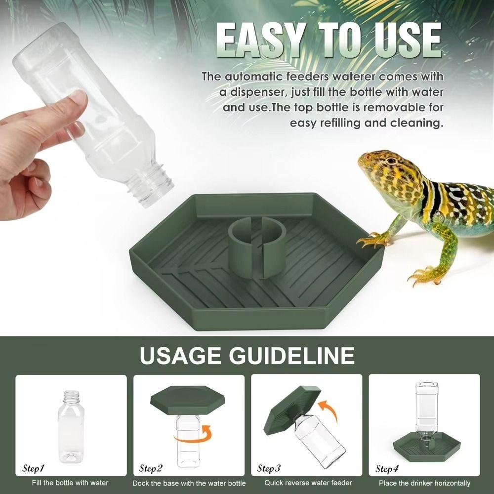 Anti-slip Reptiles Water Feeder Detachable Stable Automatic Water Dispenser Plastic Turtle Water Bowl for Amphibians