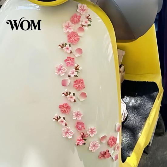 Decorative Car Decals Peach Blossom Sticker, Resin Flower Decal for Auto Motorcycle, Heat Resistant Weatherproof Waterproof Adhesive Bumper