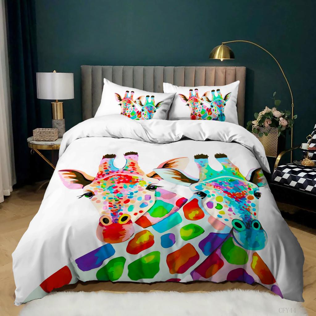 Giraffe Elk 3D Digital Printing Quilt Cover Bed Three-Piece Set Minimum Order