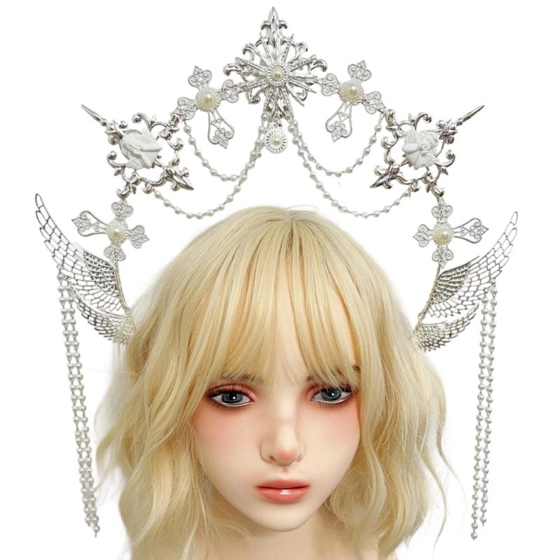 Ангельские нимбы Короны Марии Богини Повязка Золотые диадемы Короны Лолиты Свадебные Косплей Хэллоуин Головной убор