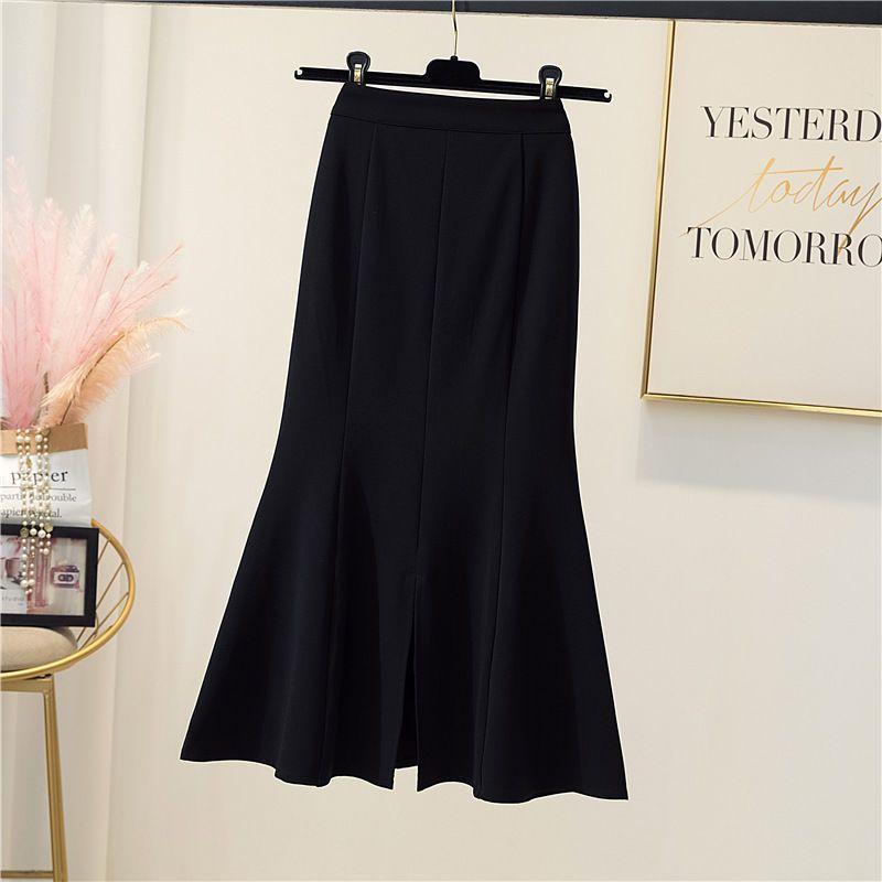 Повседневная юбка, женская длинная юбка, разделенная самозакрывающаяся юбка средней длины, женская юбка средней длины с запахом на бедрах, рыбий хвост