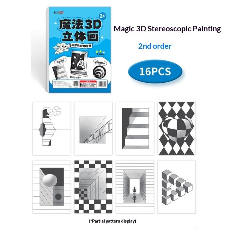 1/3Pcs Magic 3D Stereo Art Sketch Pad Safe Educational Doodle Sketchbook for Toddlers Kids Early Learning Drawing