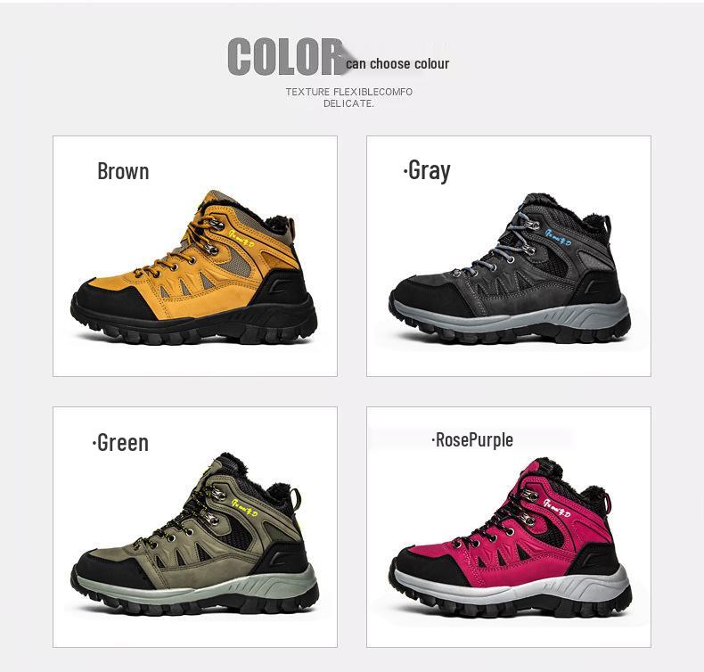 Унисекс Зимние Высокие Хлопковые Ботинки с Бархатной Подкладкой - Морозостойкие, Теплые Ботильоны для Занятий Спортом на Открытом Воздухе и Пеших Прогулок.