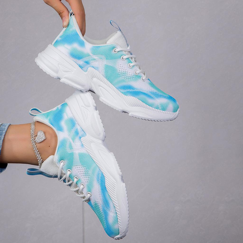 Новые повседневные спортивные одинарные туфли с цветочным принтом, женская модная плоская одинарная обувь большого размера с деформированным носком, на шнуровке, повседневная