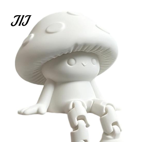 Small Aesthetic Room Decor 3D Printed Cute Mushroom Figurine, Posable Jointed Doll Shelf Creative Gift for Home Sitter Statue, Desktop Office Movable