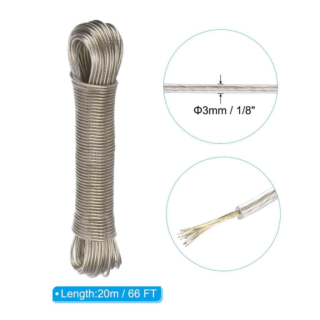 green PVC-coated steel-core clothesline 1/8 inch diameter 66 feet long