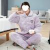 Пижама женская трехслойная утолщенная и милая зимняя можно носить больших размеров теплая стеганая домашняя одежда