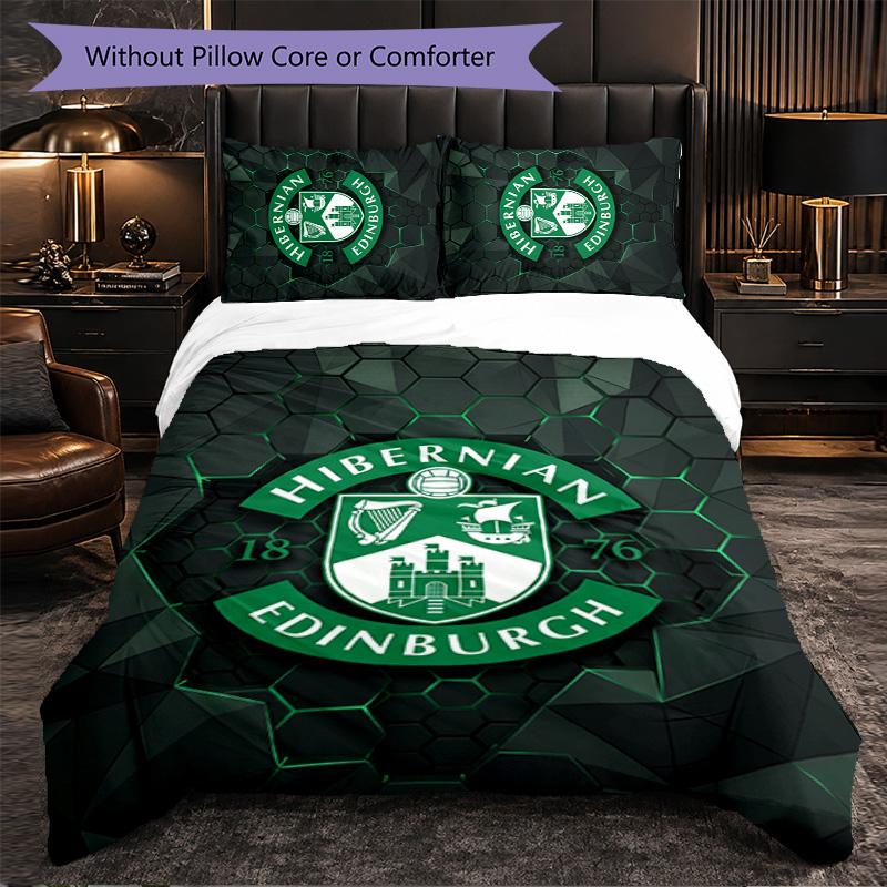 Hibernian FC Themed Bedding 3Pcs Duvet Cover Set Decorative Bed Linen For Teen Room Home Decoration
