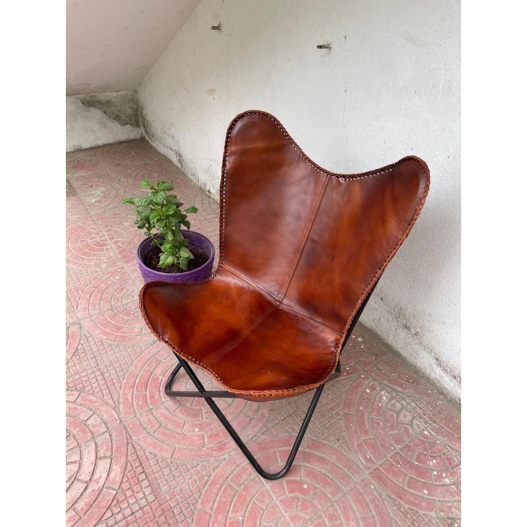 Handmade Leather Butterfly Chair Foldable Lounge Chairs Home & Garden Furniture