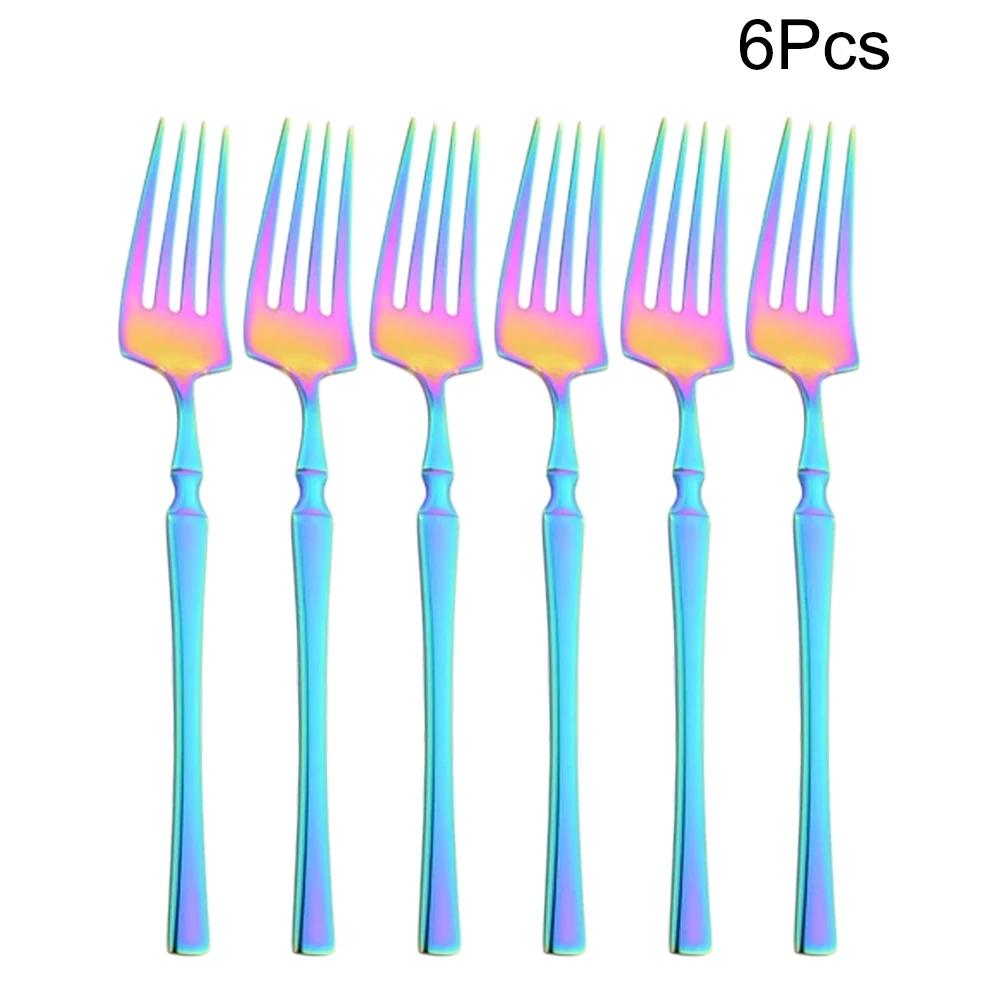 6 шт. зеркальные столовые вилки столовые приборы черные вилки из нержавеющей стали столовые приборы кухонное столовое серебро западная столовая посуда набор вилок для ресторана