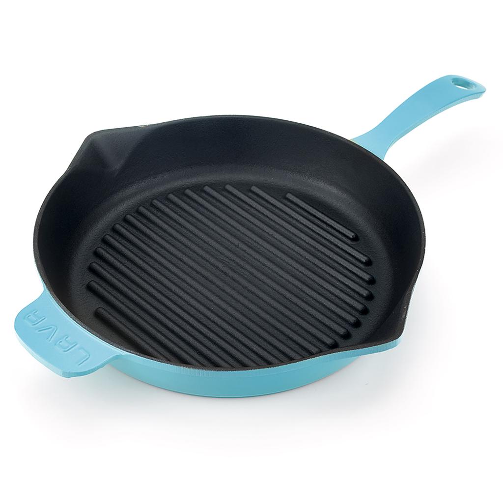 Lava Чугунная круглая сковорода-гриль пружинной серии. Длинный стержень, диаметр. Ø 28см.