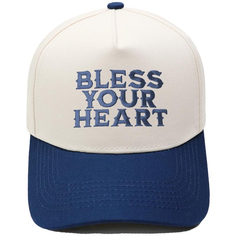 BLESS YOUR HEART Truck driver hat embroidered retro color matching baseball cap European and American men's and women's leisure