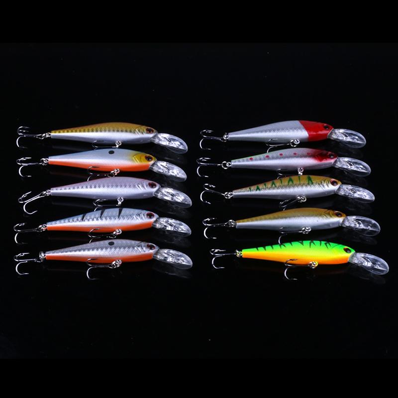 56 шт./лот, набор смешанных рыболовных приманок, приманки для гольяна, кривошипные приманки, комплект тройных крючков