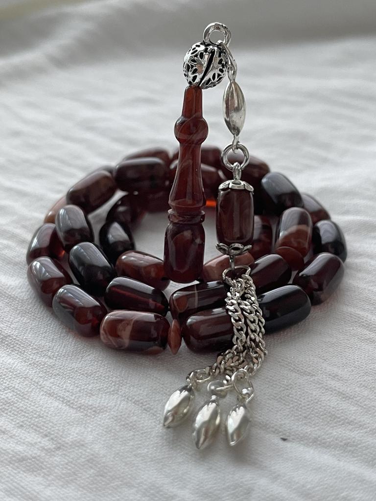 Огненные янтарные четки из стерлингового серебра 925 пробы с кисточками Розарий Teasbeh Rosari Chapelet Rozenkrans Rosenkranz