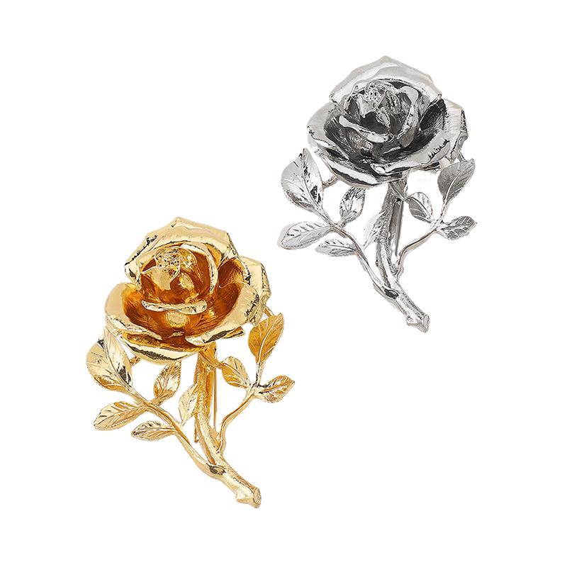 Винтажная Преувеличенная Металлическая Брошь в виде Цветка Розы Большая Для Женщин Европа и Америка Личность Вечеринка Ювелирные Аксессуары