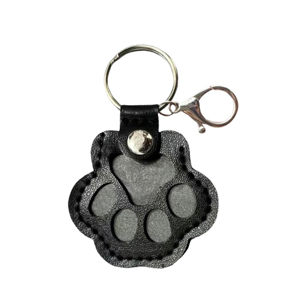 Cute Cat Claw Hair Keychain Creative Puppy Pet Hair Storage Bag Keyring PU Leather Dogs Paw Pendant Hanging Accessory