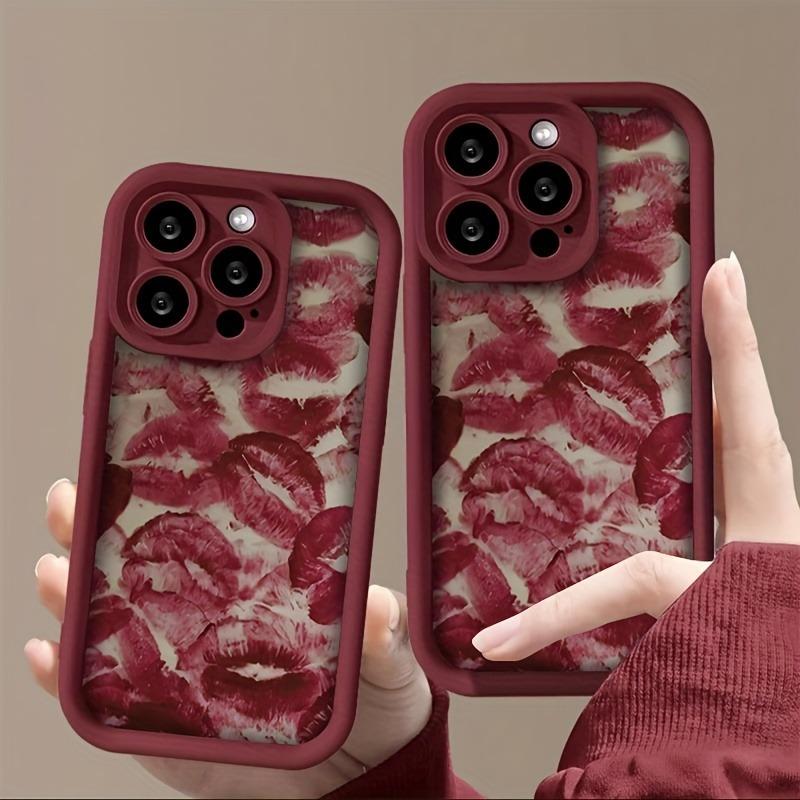 Lip Printed Phone Case For iPhone 14 15 Pro Max Cases iPhone17 16 11 12 13 14 Pro 7 8 Plus Soft Shockproof Bumper Back Cover