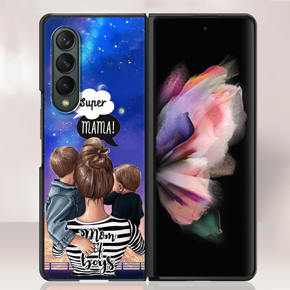 Zfold4 Супер Мама Малышка Мальчик Чехол Для Samsung Galaxy Z Fold3 5G Жесткий Тонкий Чехол Ультратонкий Для Galaxy Z Fold 3 Чехол Для Телефона