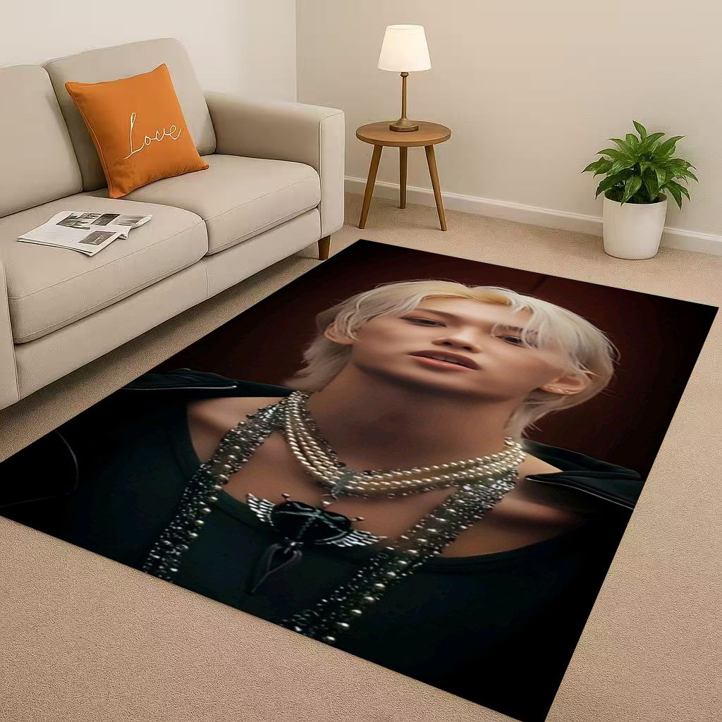 3D Kpop Felix Star Art living Room Non-Slip Area Rug Soft Carpet for Bedroom Playroom and Sofa,Easy Clean Home Decor Doormat