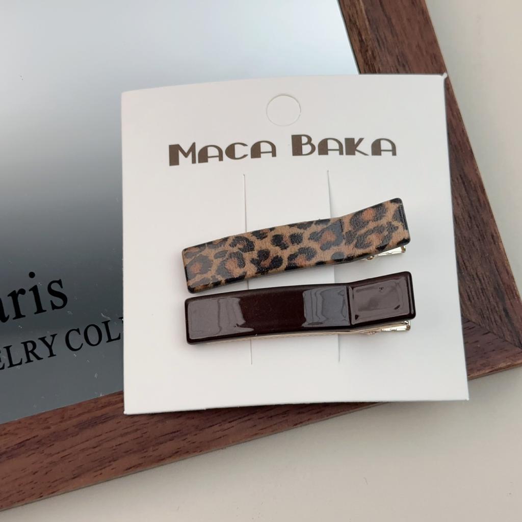 Coffee leopard print hairpin side clip side bangs clip temperament love duck bill clip female word hairpin hair accessories