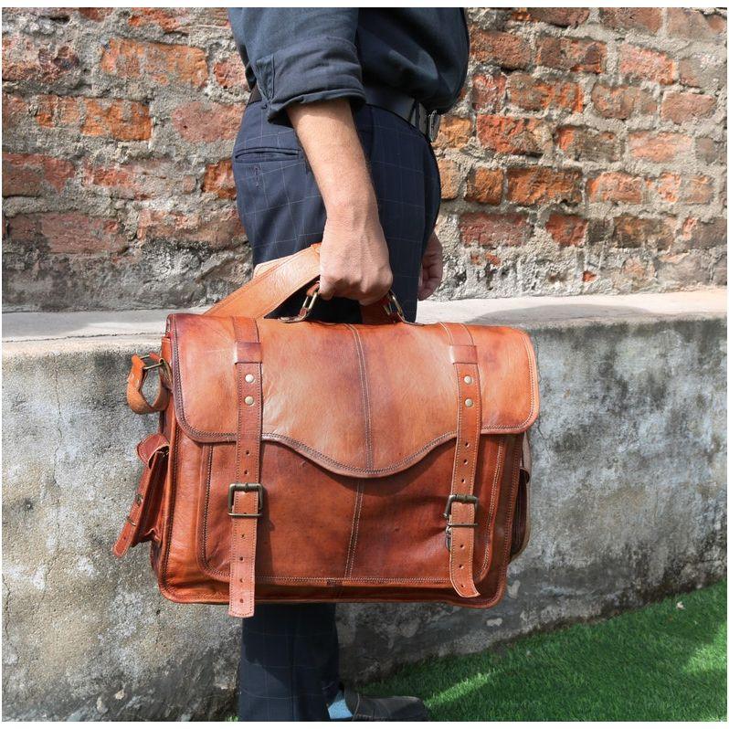 18-дюймовая персонализированная сумка-мессенджер из натуральной кожи, сумка для ноутбука, сумка через плечо, подарок для мужчин, офисная сумка, рабочий портфель, большая сумка, деревенская сумка