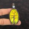 Tree Of Life Yellow Dendrite Opal Pendant Copper Wire Wrapped Pendant Rainbow Moonstone Pendant Gemstone Pendant Handmade Jewelry For Gift