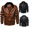 Мужская кожаная летная куртка с воротником с лацканами и карманами, верхняя одежда, пальто