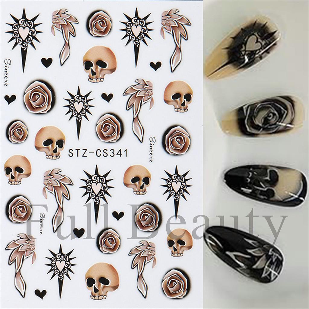 New Nail Art Stickers Halloween Cartoon Scar Pumpkin Bat Spider Web Adhesive Nail Sticker
