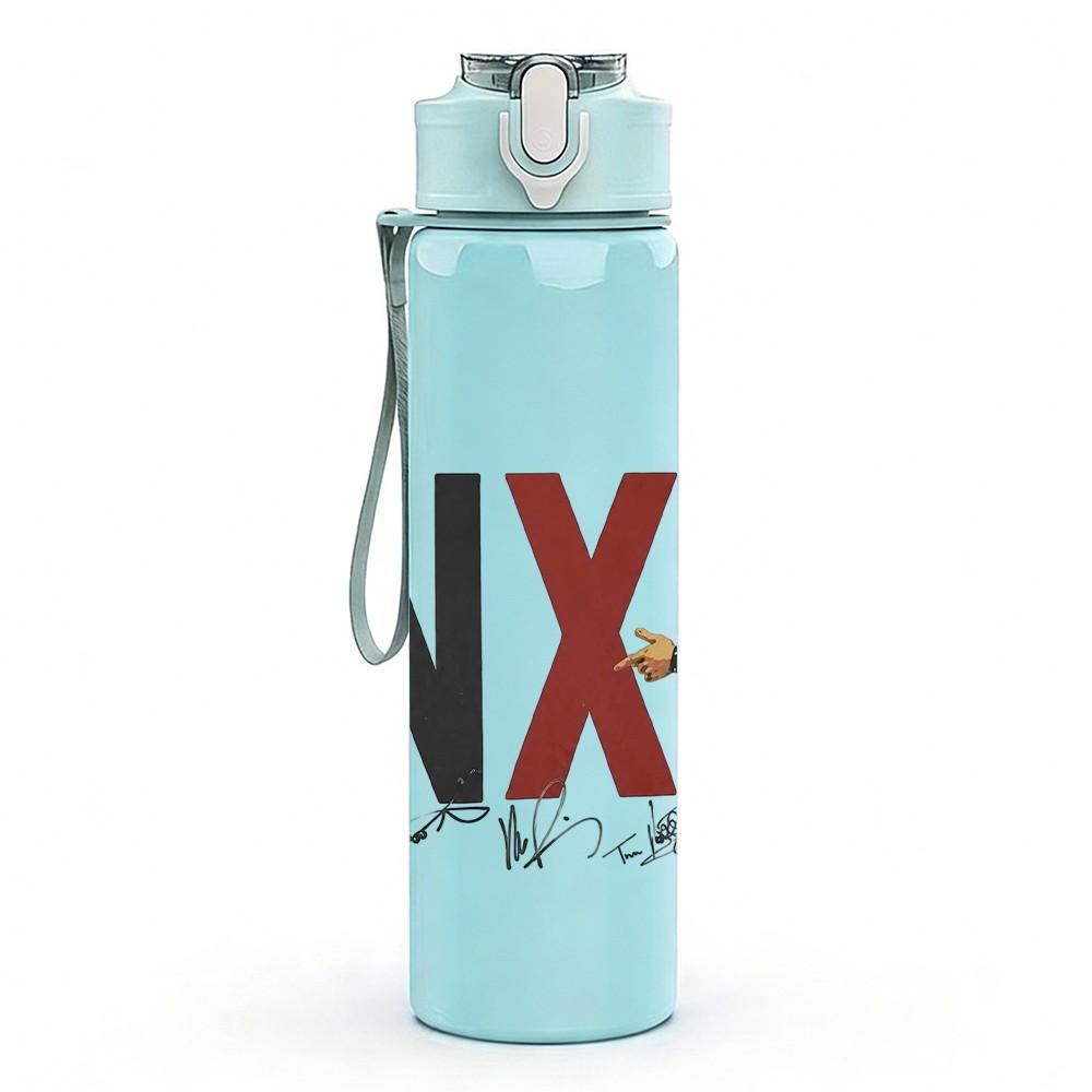 1PC INXS Black Text Logo 750ml sports water bottle leakproof straw lid outdoor office home