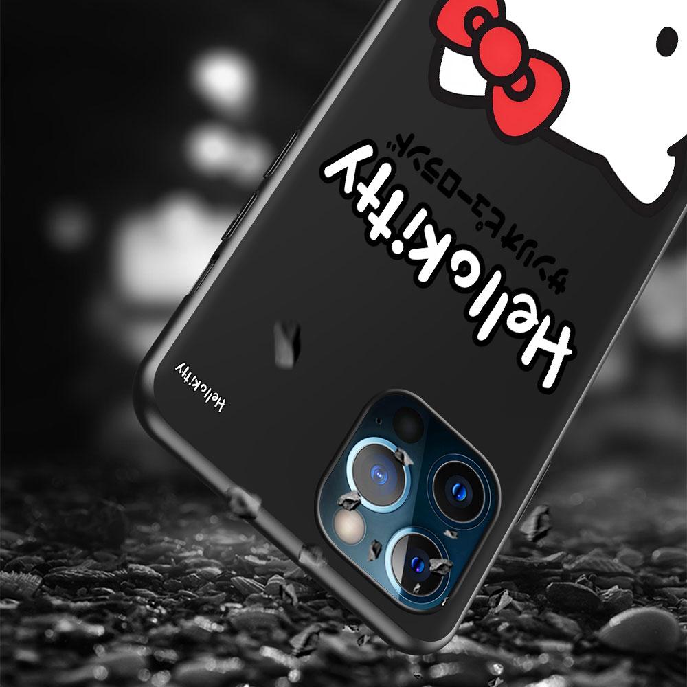 Cute Hello Kitty Case for Apple iPhone 13 14 Plus 11 12 Mini 15 Pro Max 7 8 SE 2020 X XS XR Silicone Black Soft Phone Cover