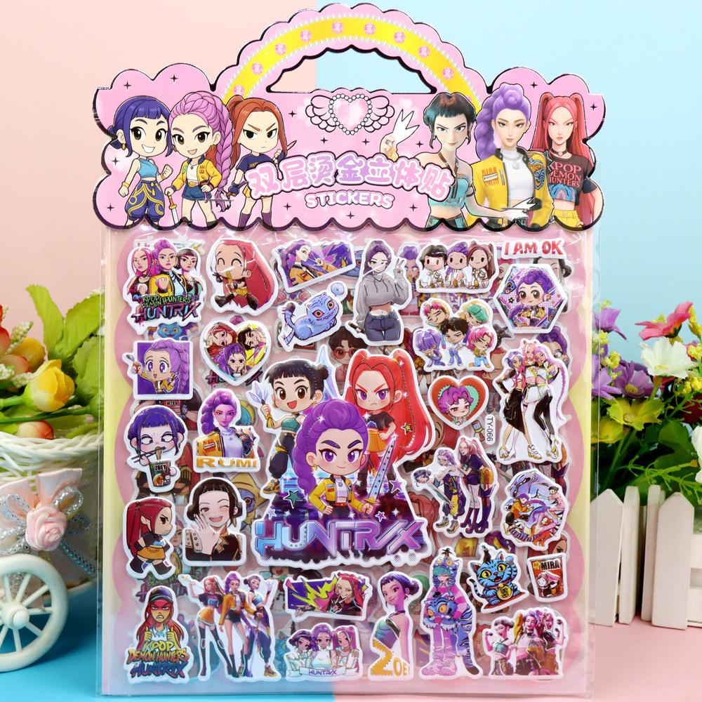 New Children's 3D Cartoon Stickers Rumi Mira Demon Hunter Creative DIY Double Layer Children's Decorative Toys Gifts